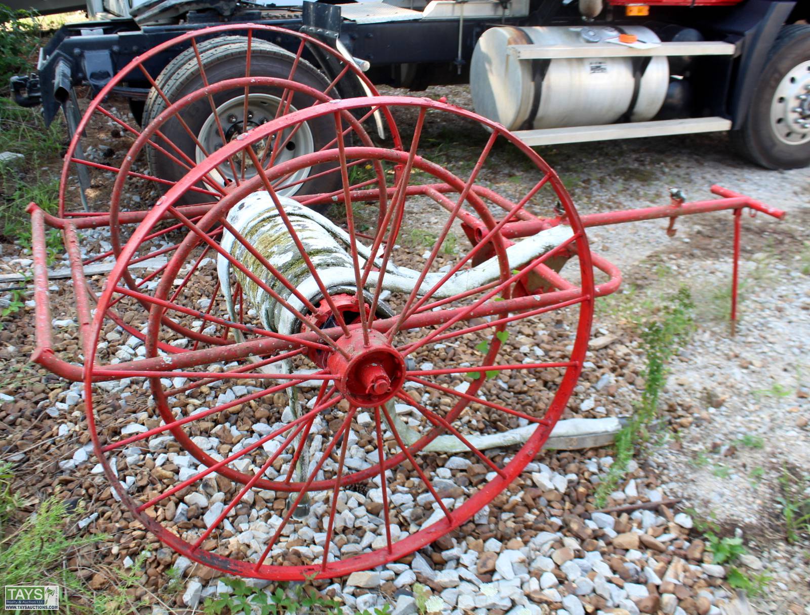 Tays Realty & Auction - Auction: ONLINE ABSOLUTE AUCTION: HEAVY &  CONSTRUCTION EQUIPMENT - VEHICLES - SHOP EQUIPMENT - TOOLS ITEM: Antique  Fire Hose Cart with Hose