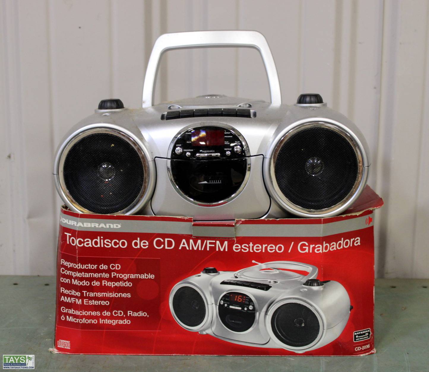 Durabrand Portable CD Player AM/FM Radio Cassette Record CD-203 Silver Boom  Box