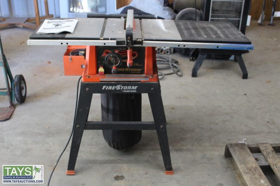 Tays Realty & Auction - Auction: ABSOLUTE ONLINE AUCTION: VEHICLES -  TRACTORS - UTVs - IMPLEMENTS ITEM: Black and Decker Firestorm 10 Table Saw