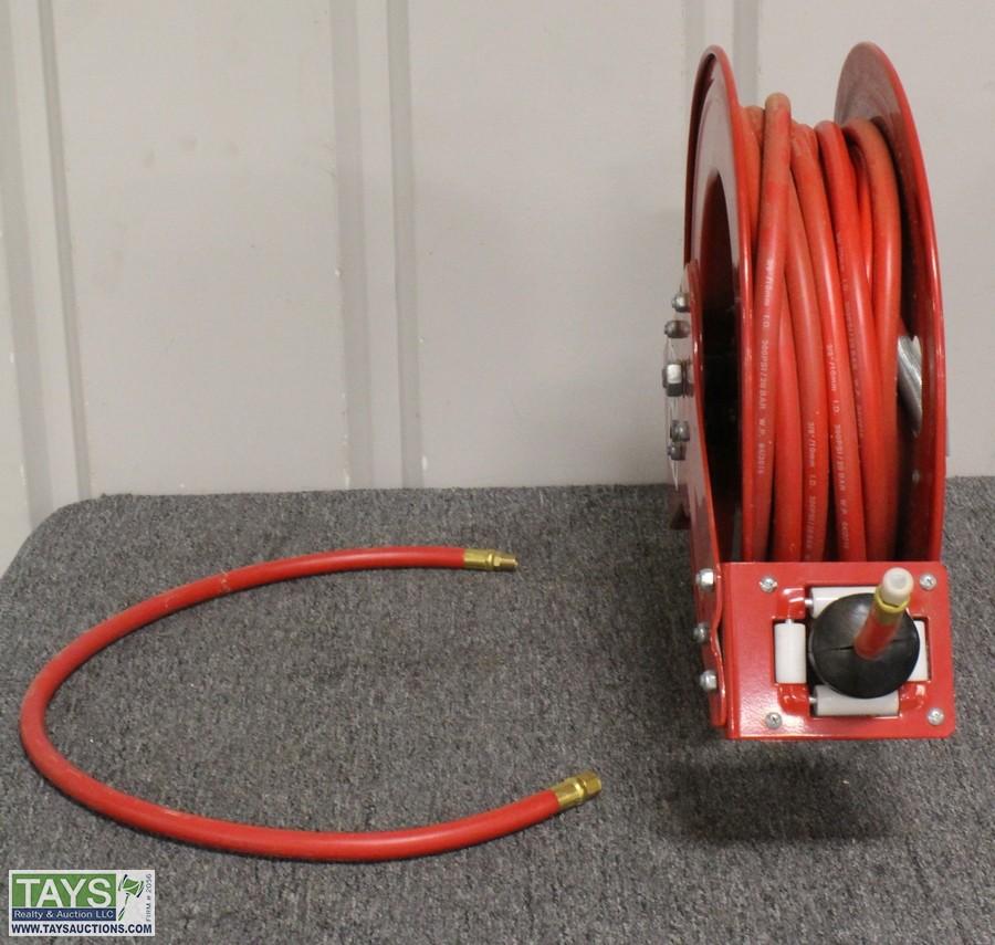 Tays Realty & Auction - Auction: Tays Facility February Equipment Auction  ITEM: 3/8 Retractable Air Hose Reel with Hose and Supply Line