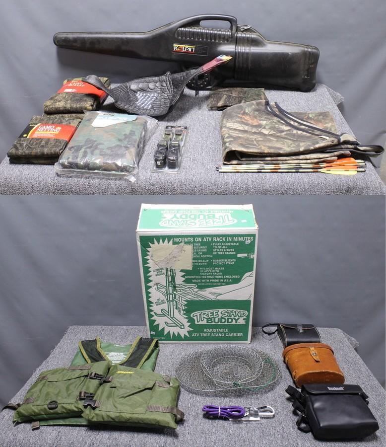 Tays Realty & Auction - Auction: Tays Facility April Auction ITEM:  Assortment of Hunting and Fishing Gear